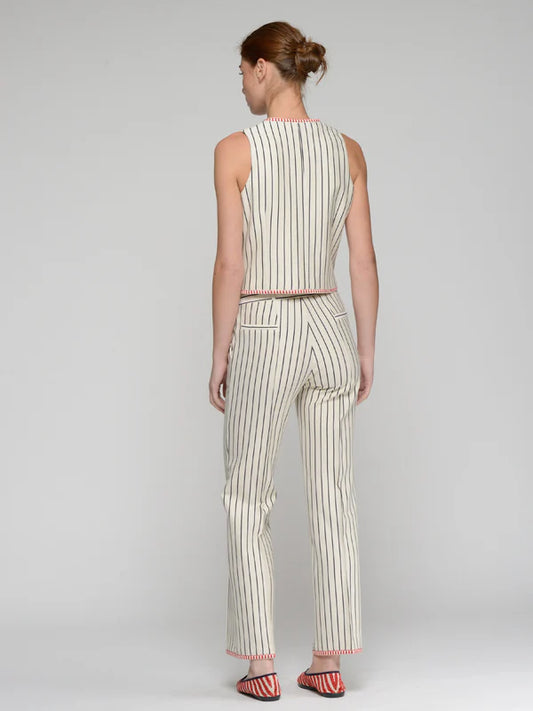 Vilagallo Striped Trousers with Red Trim