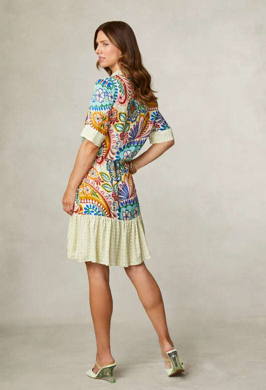 Fee G Sarah Short Multi Print Dress