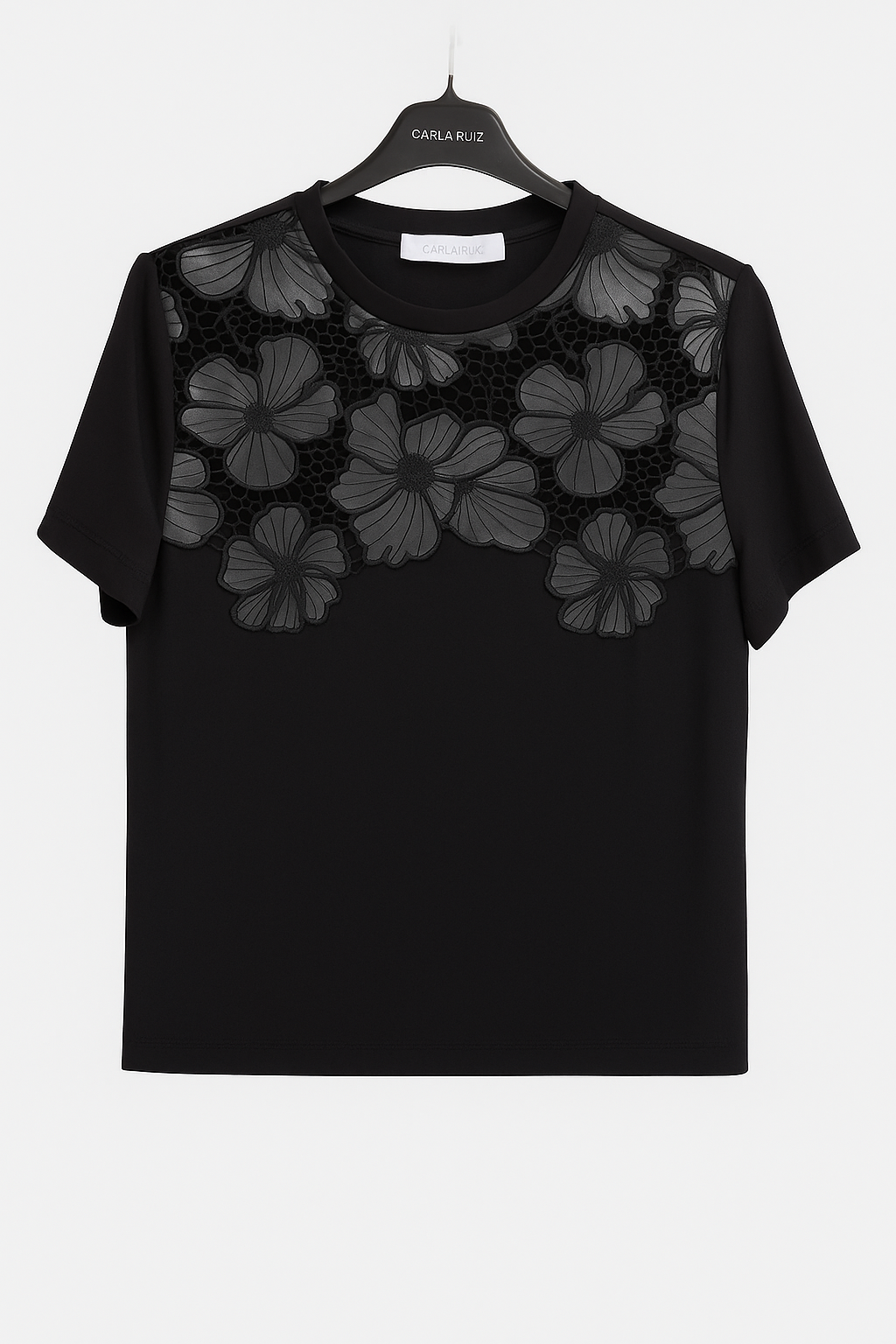 Carla Ruiz Black Top with Lace Detail