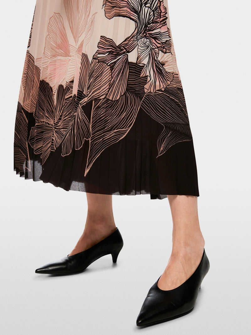 Marccain Pleated Midi Dress With Floral Print