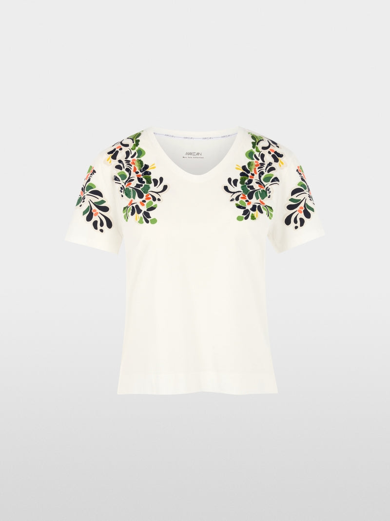 Marccain Shirt With Hibiscus Print And Sequins