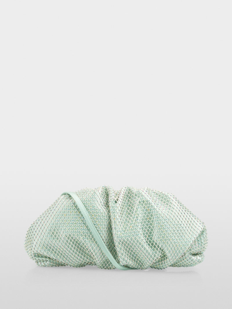 Marccain Satin clutch with crystal mesh trim