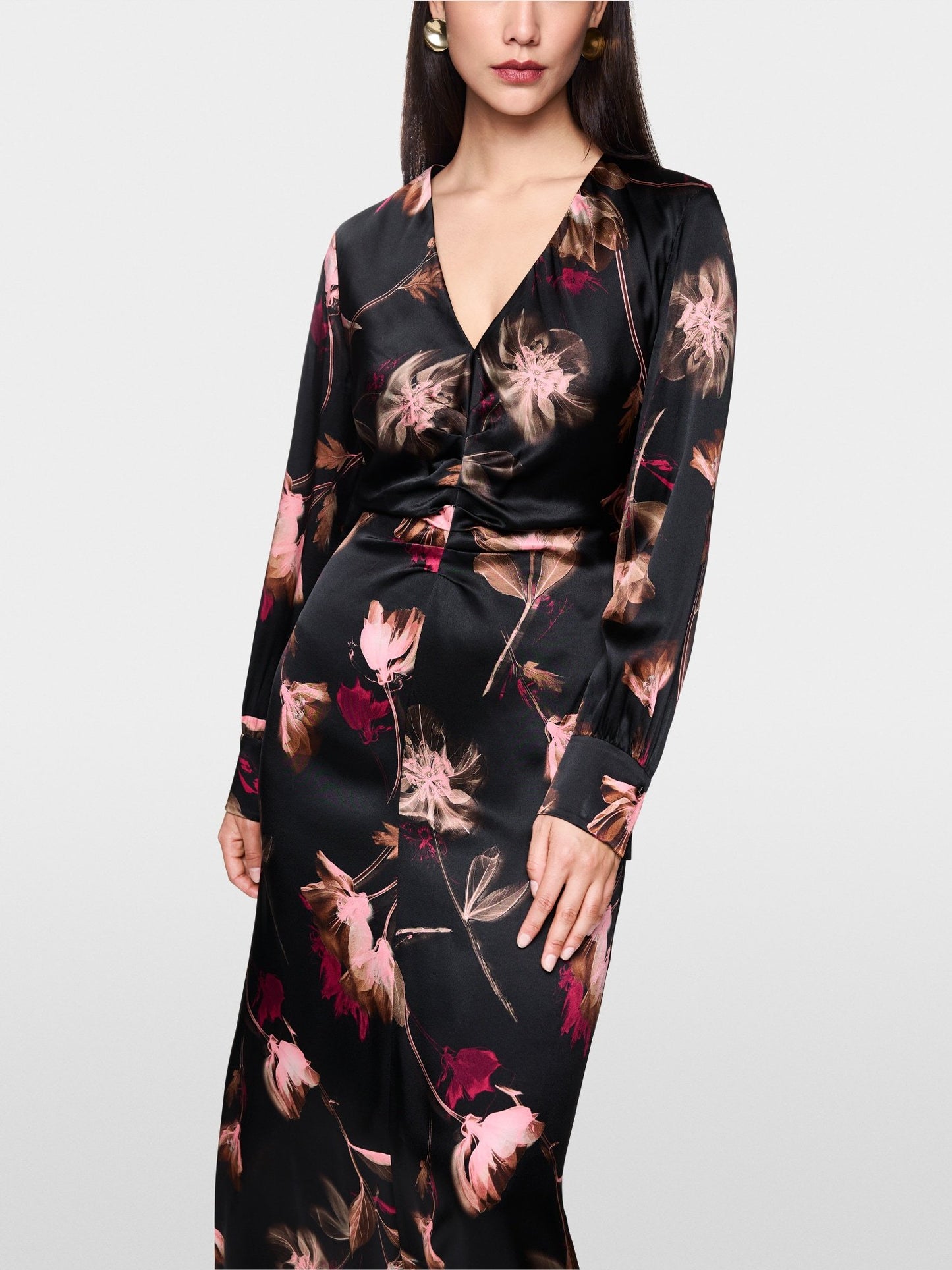 Marccain Silk Dress With Floral Print