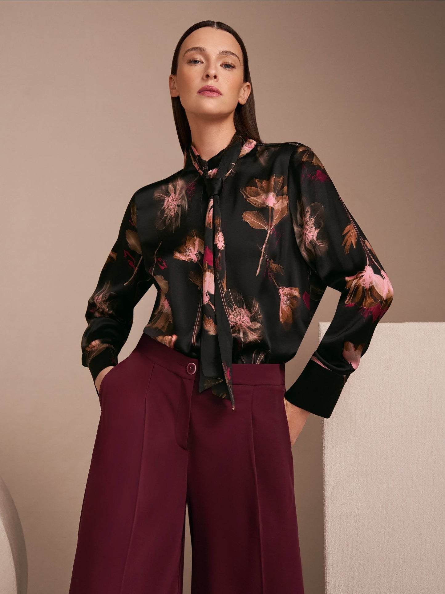 Marccain Turtleneck Blouse With Floral Print