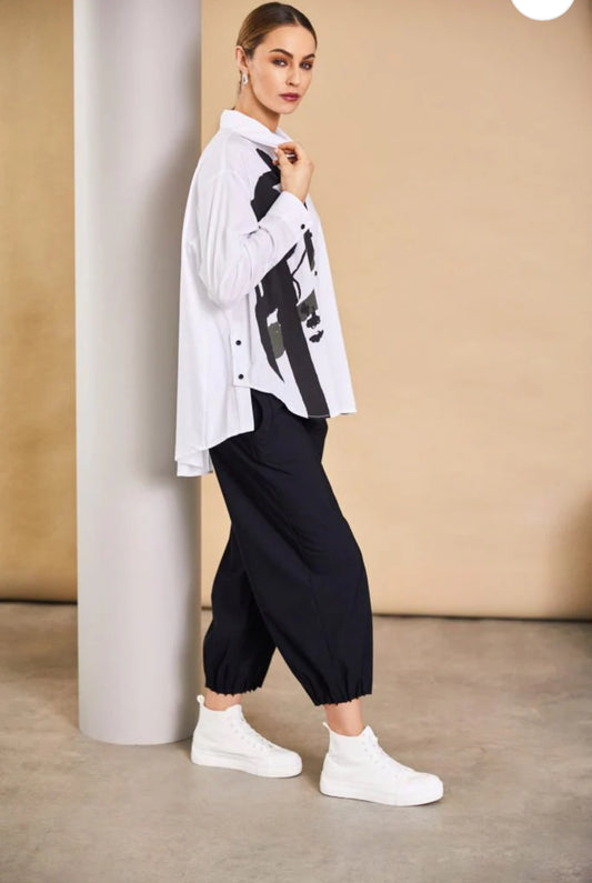 Naya Wide Leg Trouser With Tuck Hem Detail