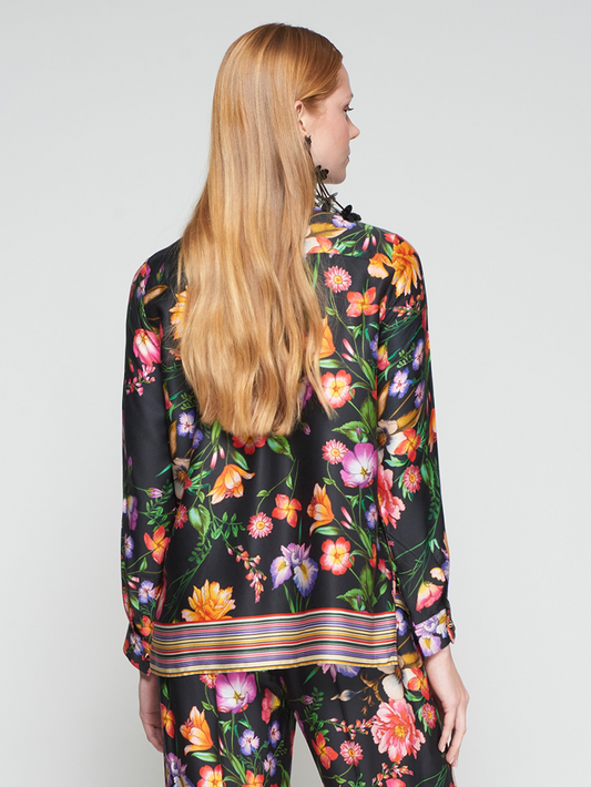 Vilagallo Black Floral Print Shirt