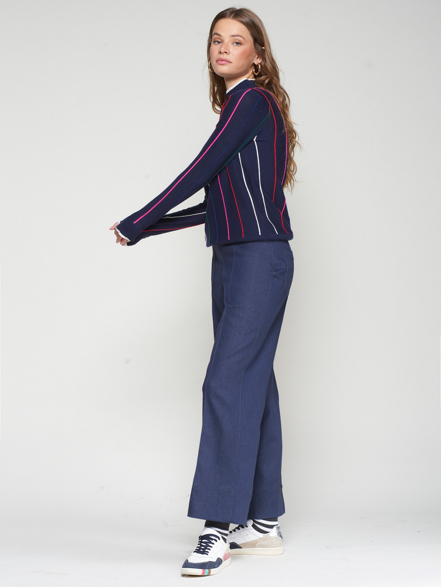 Vilagallo Blue Straight Leg Denim Trousers
