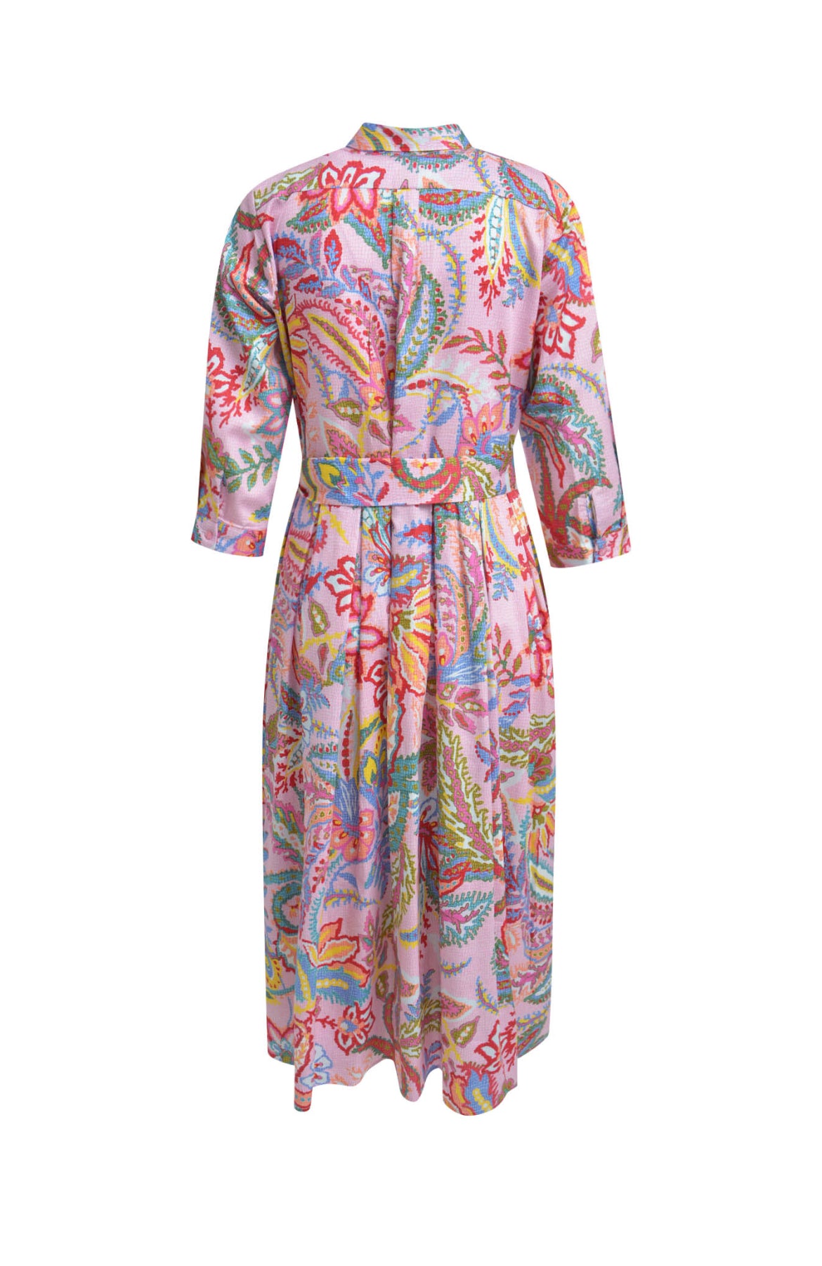 Milano Italy Pink Floral Midi Shirt Dress