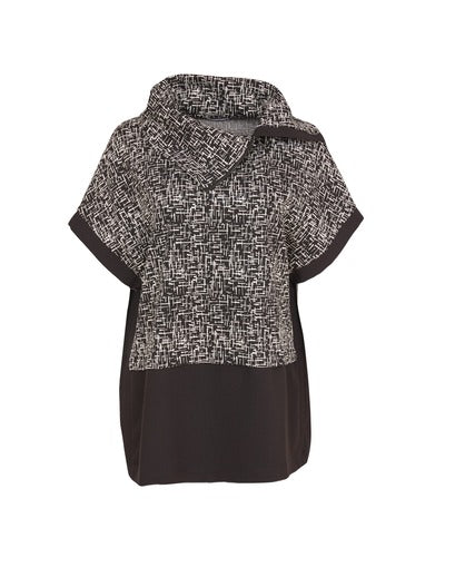 Naya Wool mix print top with Zip Collar