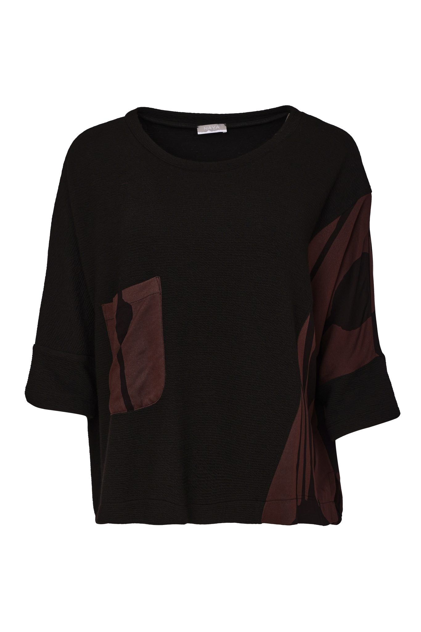 Naya Round Neck Top With Print Sections