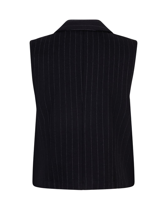 Red Button Waistcoat Punta Pinstripe Black