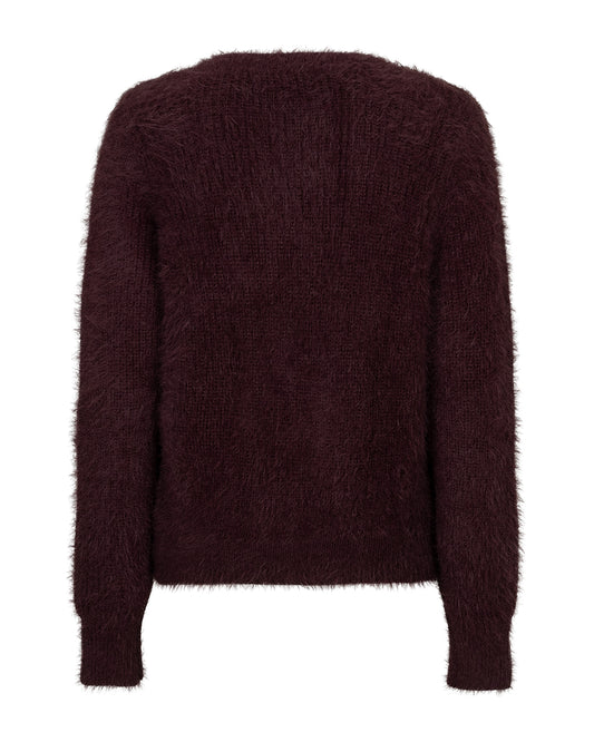 Red Button Cardigan Burgundy