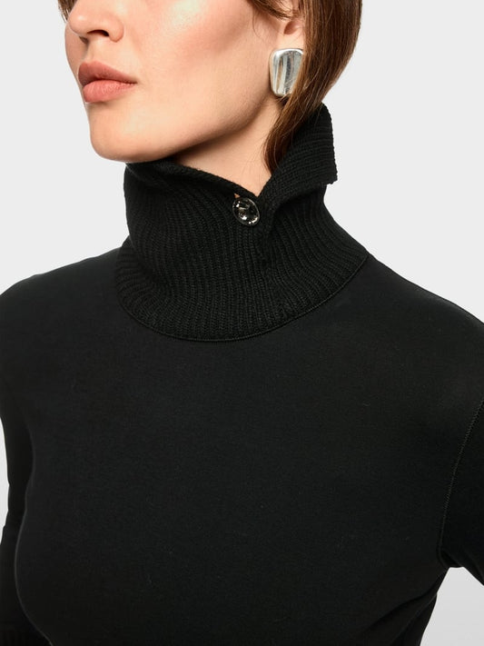 Marccain Top With Knit Collar BLACK