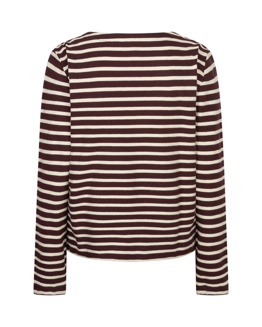 Red Button Terry Stripe Top