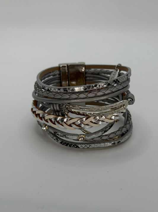 Corona Silver Leather Bracelet GREY