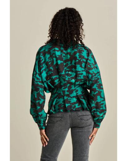 Pom Amsterdam Blouse Camo Teal Green Sp8027
