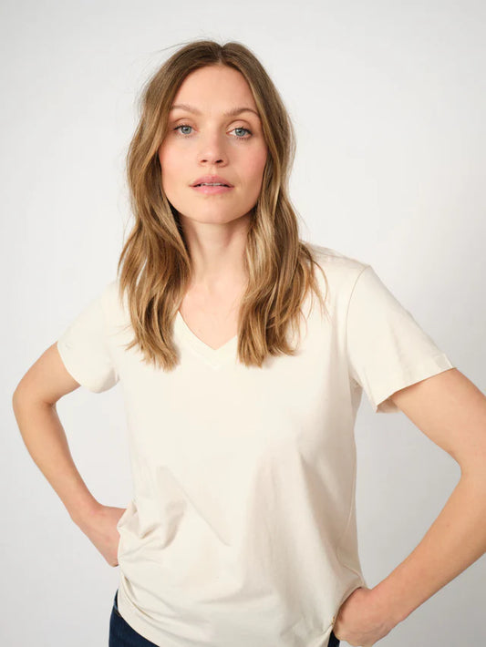 V Neck Tshirt from Mos mosh in Ecru off white colour perfect for with denims