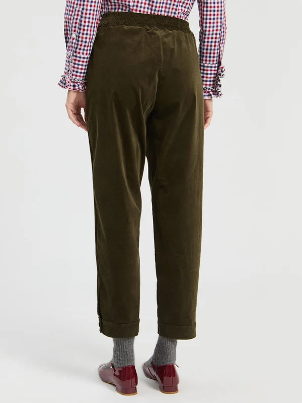 Vilagallo Hunter Green Velvet Harem Pants