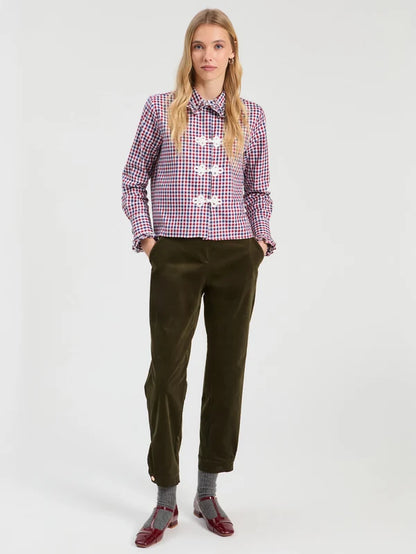 Vilagallo Hunter Green Velvet Harem Pants