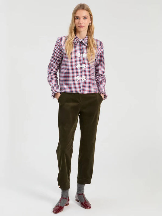 Vilagallo Hunter Green Velvet Harem Pants
