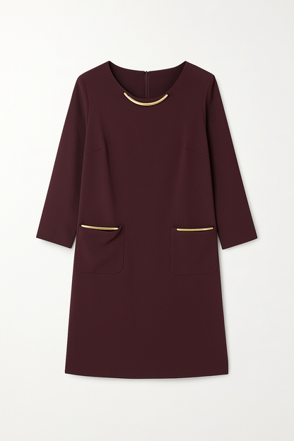 Carla Ruiz Burgundy Shift Dress