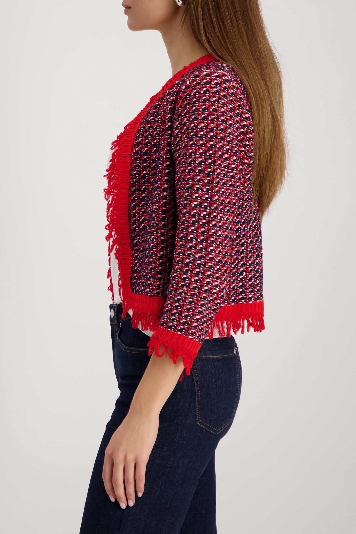 Monari Fringe Tweed Cardigan