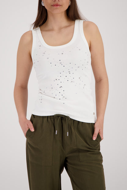 Sleeveless Top with Rhinestone Detail