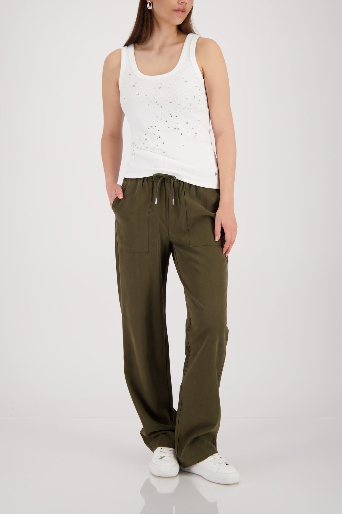 Sleeveless Top with Rhinestone Detail