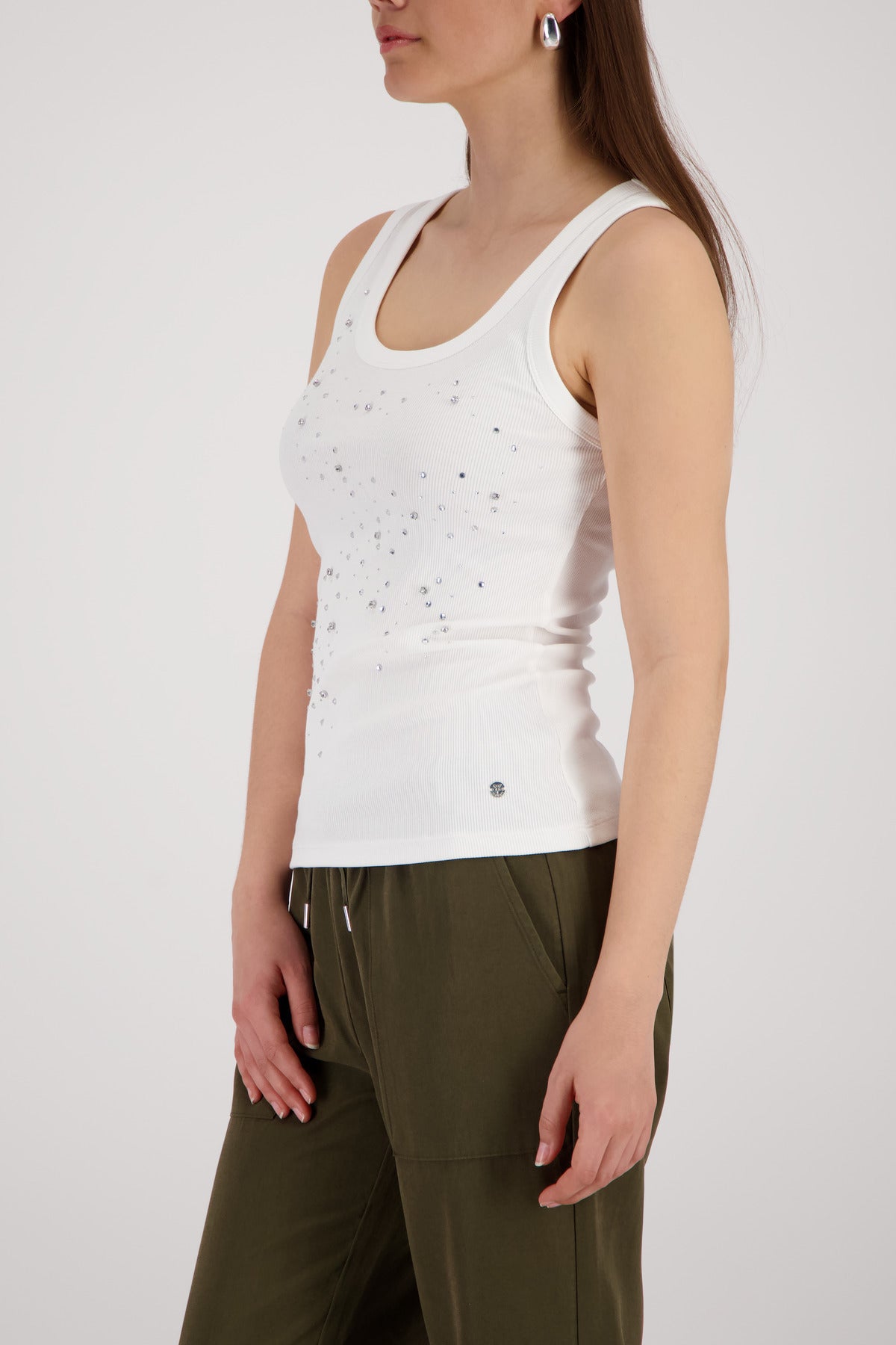 Sleeveless Top with Rhinestone Detail