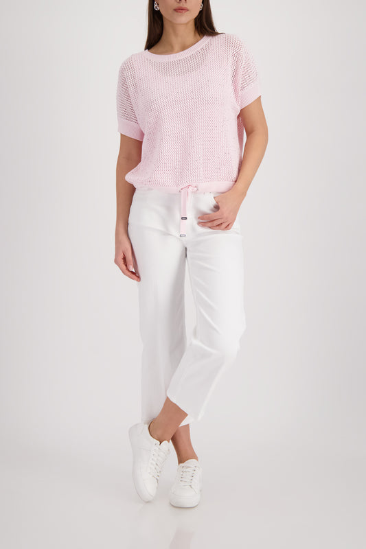 Ajour knitted jumper with rhinestones