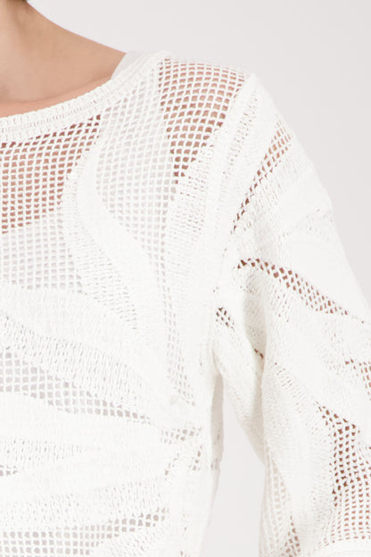 Knitted Cream Top with Cornelly Pattern