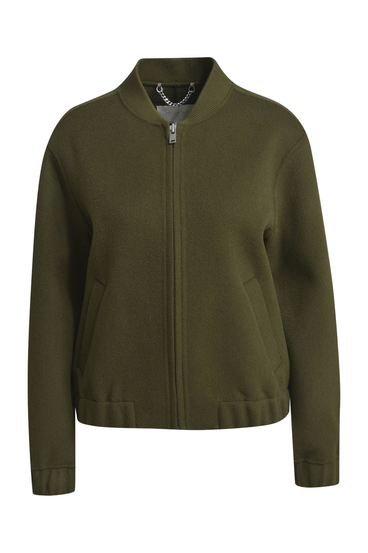 Khaki green wool short jacket 