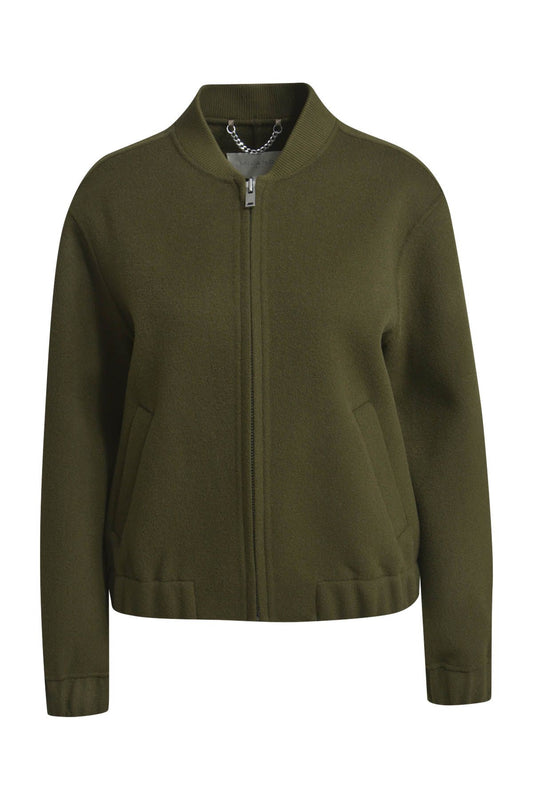 Khaki green wool short jacket 