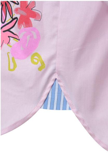 Milano Italy Oversized Rose Shirt Blouse