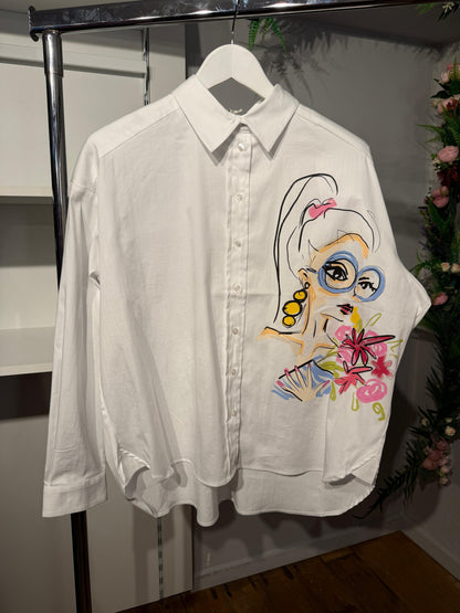 Milano Italy Oversized Shirt Blouse - White