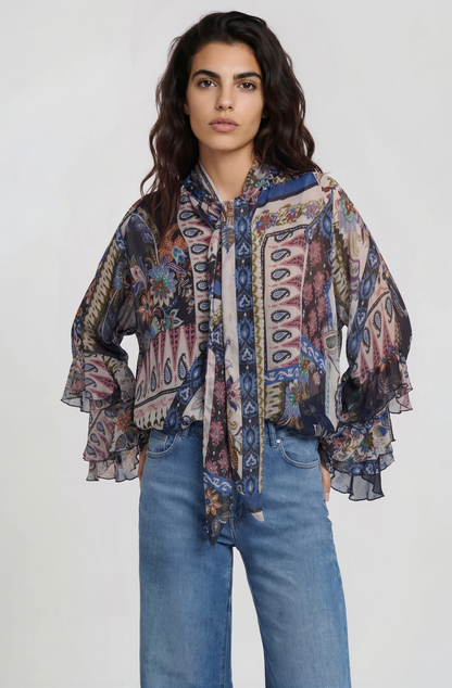 Milano Italy Bow Tie Blouse
