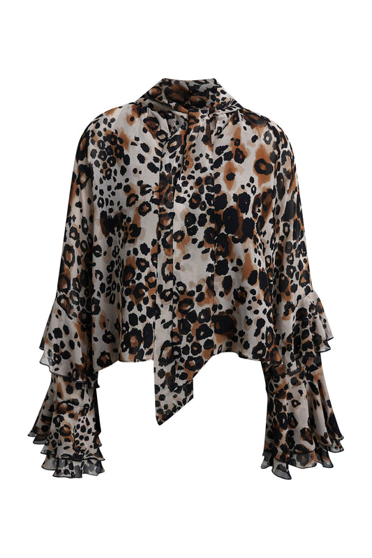 Milano Italy Blouse with Ruffle Sleeve