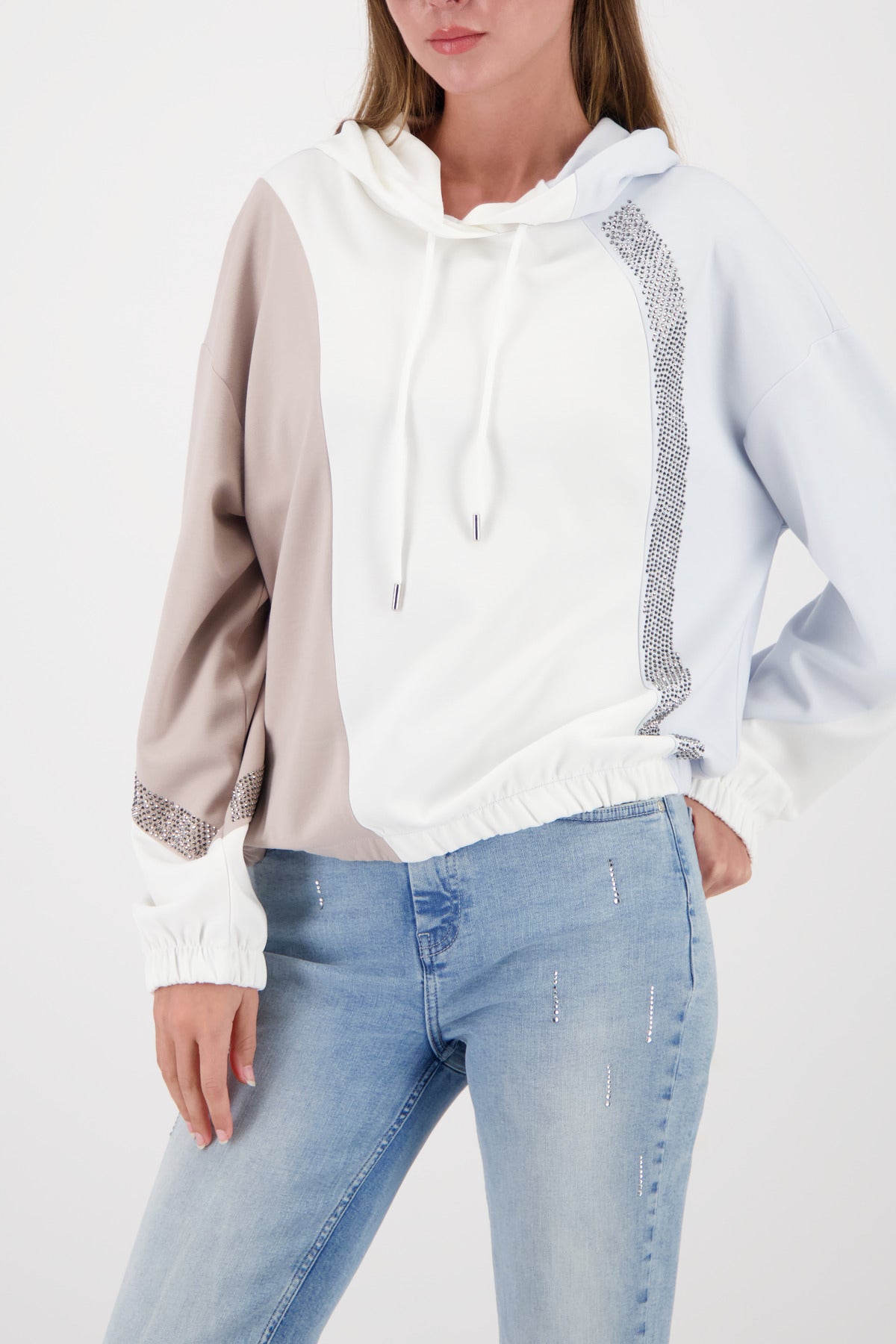 Monari hooded sweater with rhinestone detail