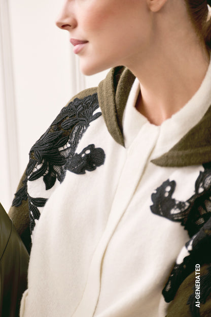 Monari Knitted Cape With Lace