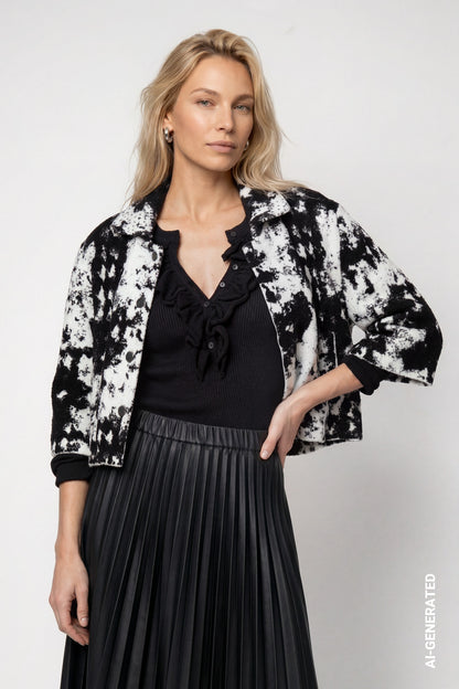 
Knitted cape with jacquard pattern