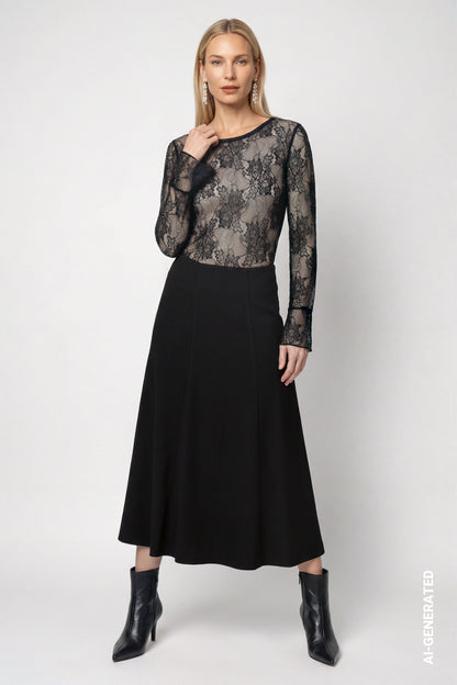 Monari midi skirt with wool look