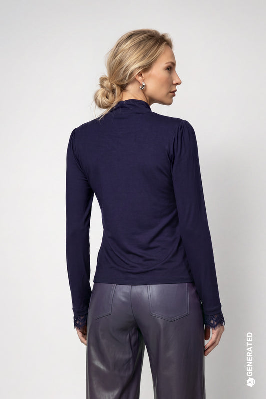 Monari Turtleneck Top With Lace