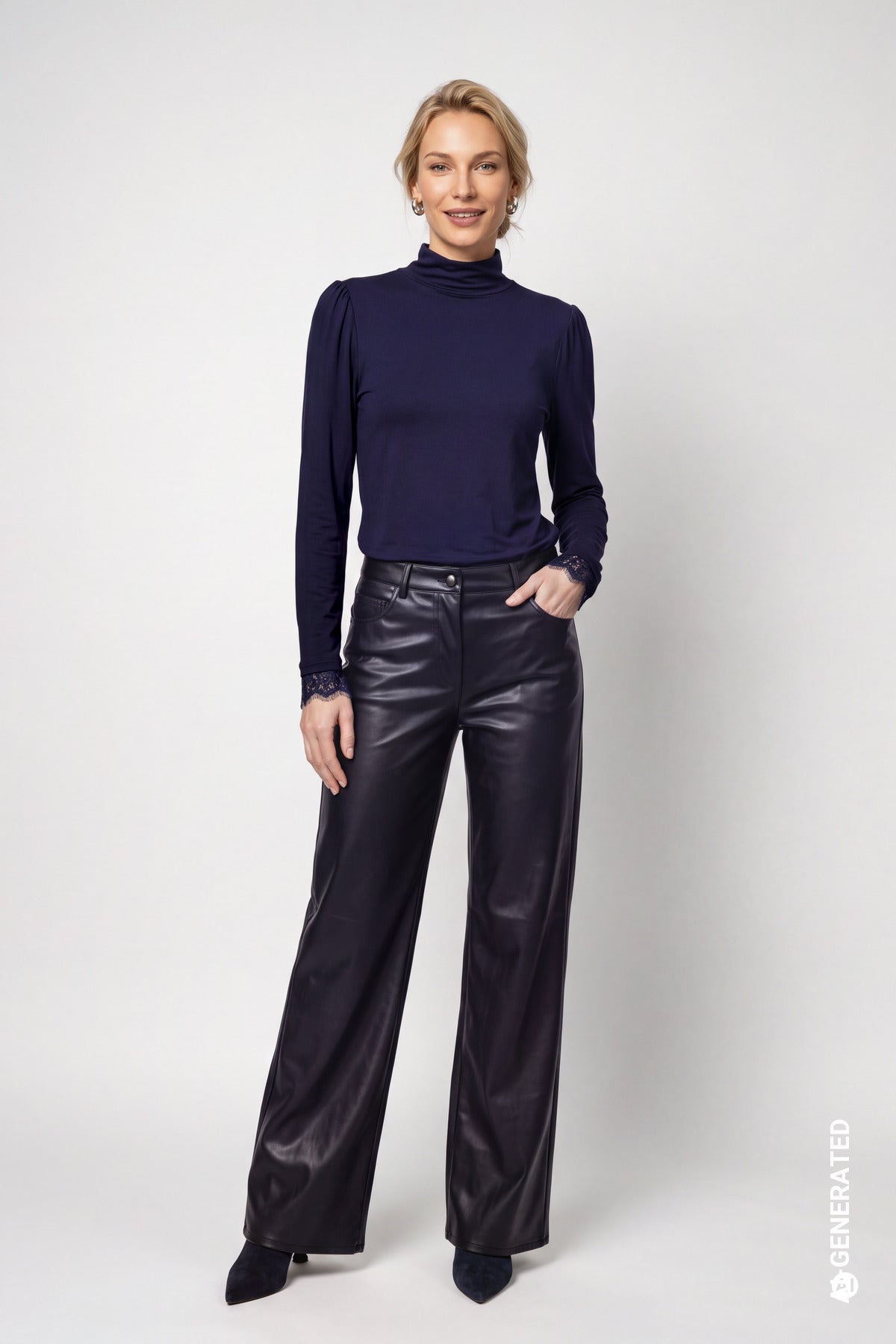 Monari Turtleneck Top With Lace
