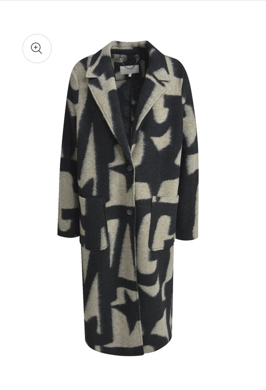 Milano Italy Black print Wool Coat