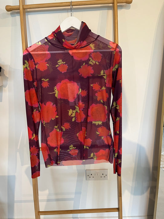 Yess Belgium Tonia Sheer Polo Neck Top