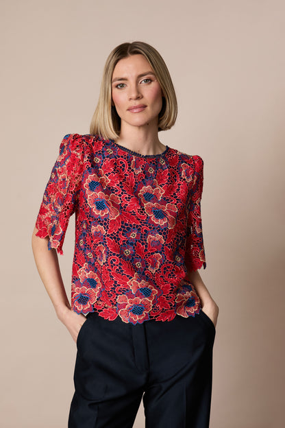 Fee G Lori Lace Top With Bow