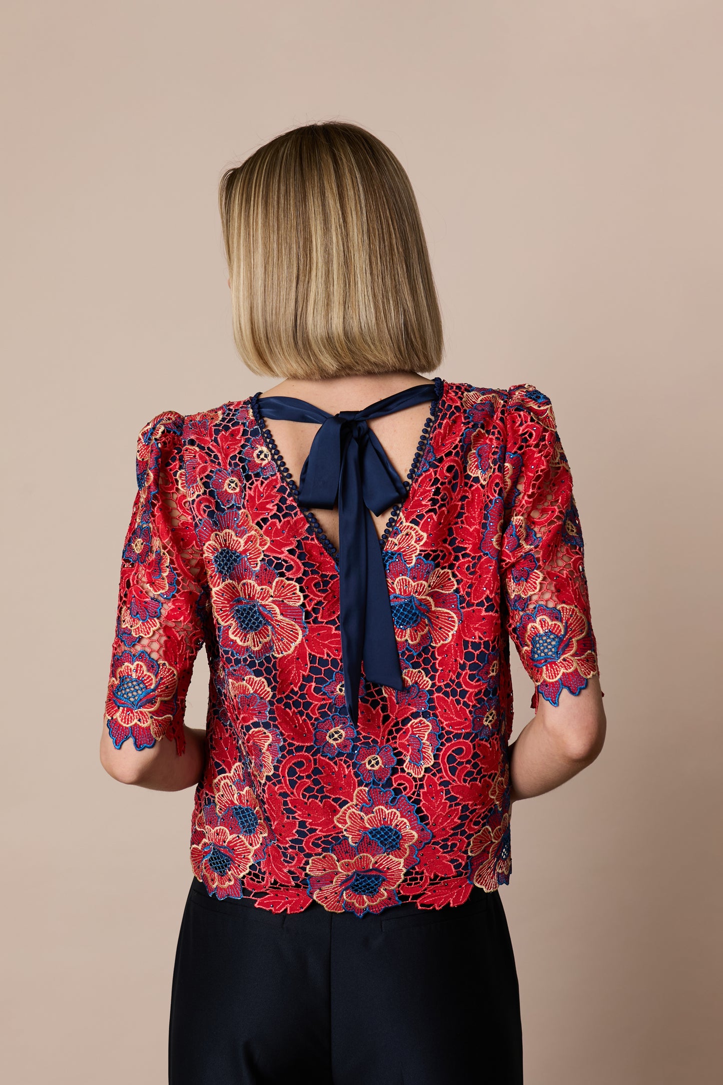Fee G Lori Lace Top With Bow