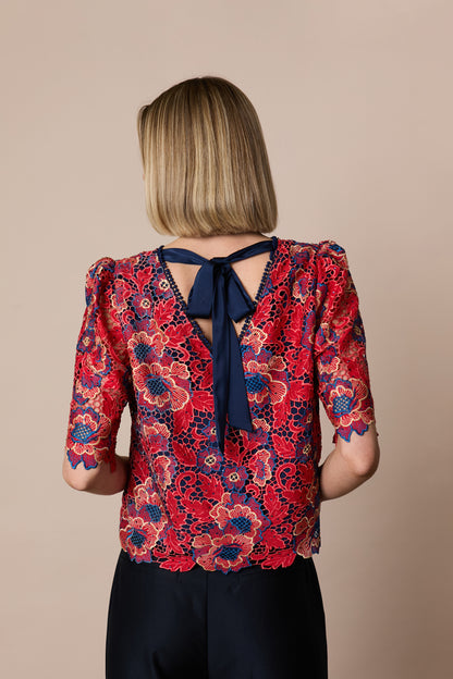 Fee G Lori Lace Top With Bow