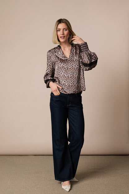 Fee G Hallie Leopard Print Blouse