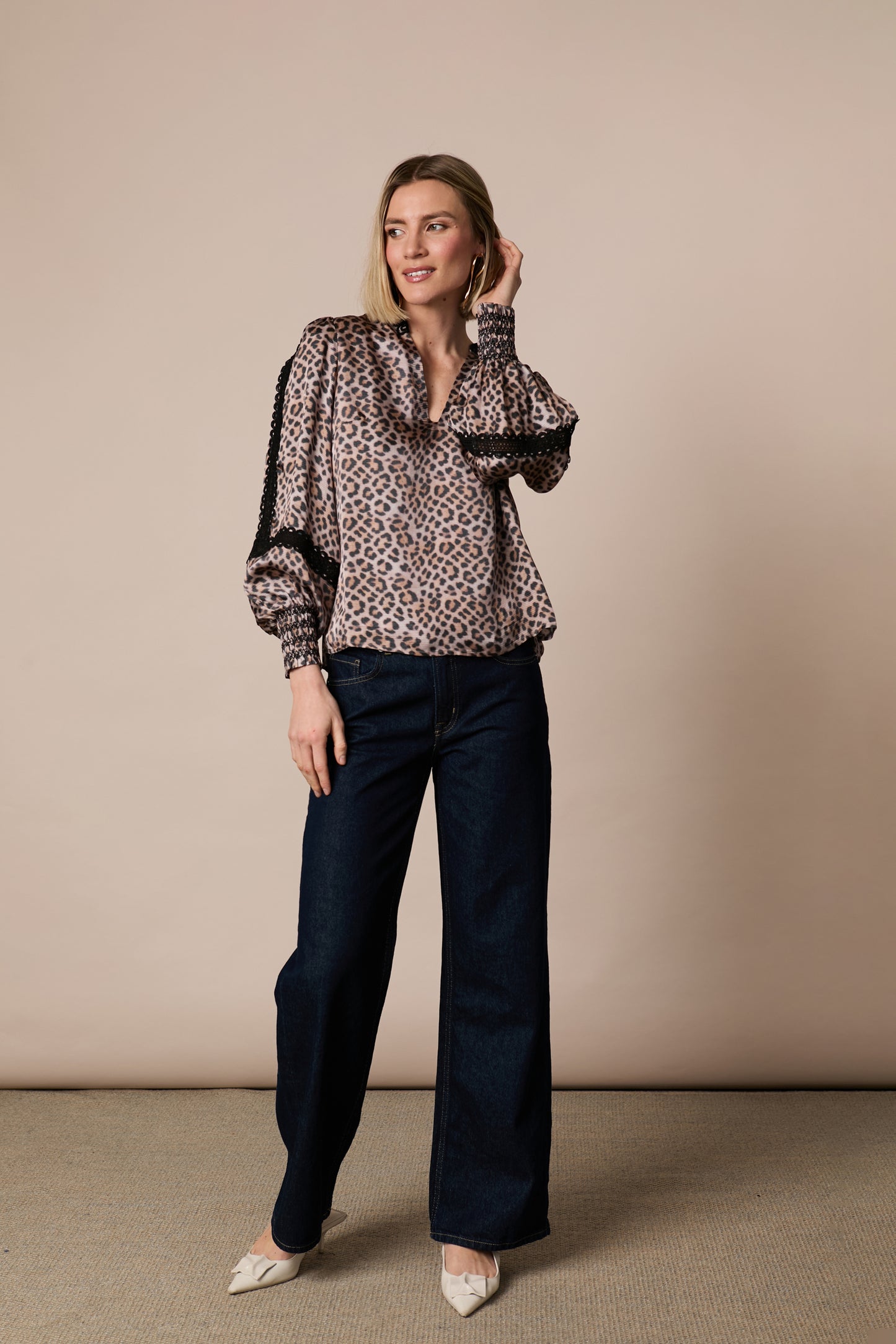 Fee G Hallie Leopard Print Blouse